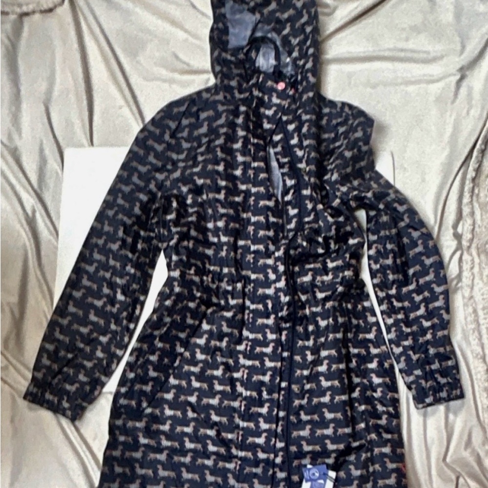 Joules Navy women’s  Raincoat with Dog Pattern Daschunds- weenie dog -adjustable